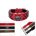 2-Wide-Spiked-Studded-Leather-Dog-Collar-Bullet-Rivets-with-Cool-Skull-Pet-Accessories-for-Meduim