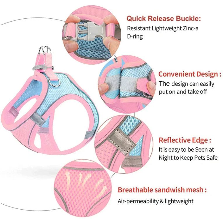 Benepaw-Breathable-Small-Dog-Leash-Set-Harness-Comfortable-Reflective-Durable-Air-Mesh-Escape-Proof-No-pull