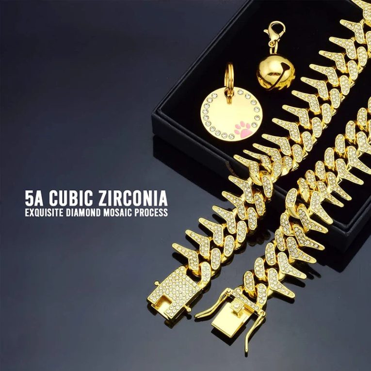 Benepaw-Durable-Gold-Dog-Collar-Bling-CZ-Diamond-Chain-Secure-Buckle-Rivet-Metal-Puppy-Cuban-Link