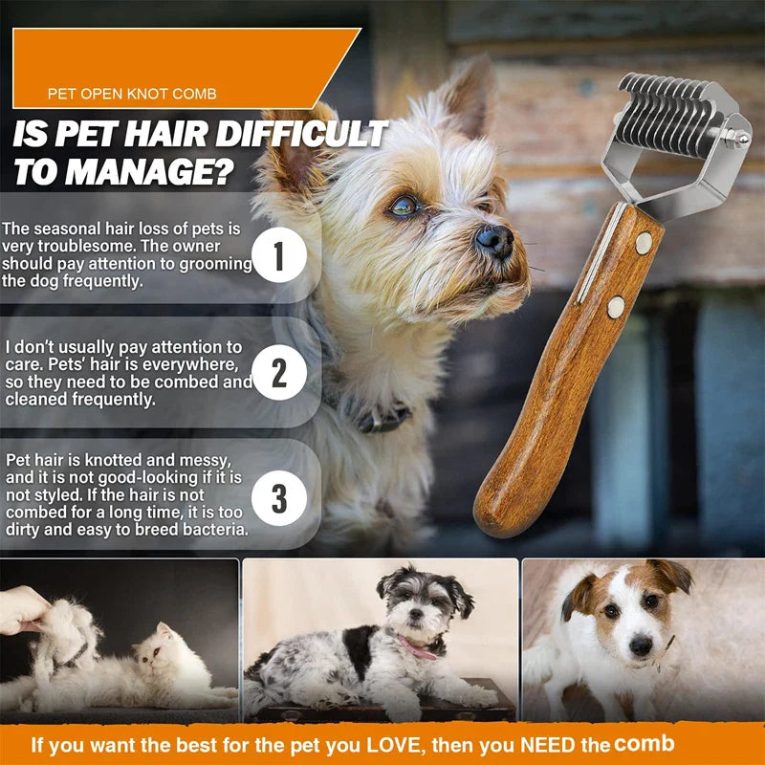 Benepaw-Professional-Pet-Dematting-Undercoat-Rake-Comb-For-Small-Dogs-Cats-Grooming-Brush-Removes-Loose-Mats