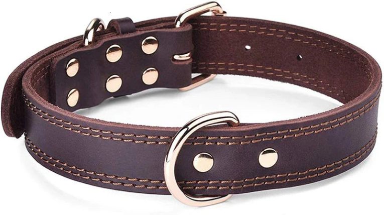 Benepaw-Quality-Genuine-Leather-Dog-Collar-Durable-Vintage-Heavy-duty-Rustproof-Double-D-Ring-Pet-Collar