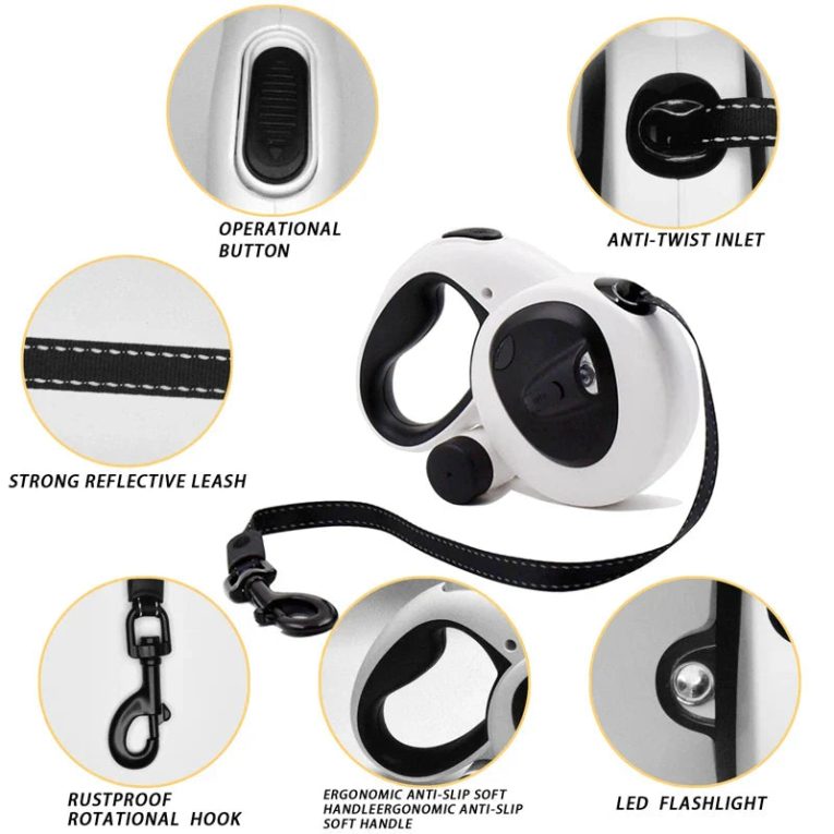 Benepaw-Retractable-Dog-Leash-LED-Flashlight-Poop-Bag-Dispenser-Reflective-No-Tangle-5m-Dog-Lead-For