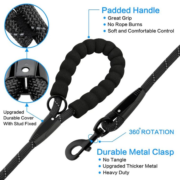 Benepaw-Strong-Dog-Leash-Comfortable-Padded-Handle-Reflective-Pet-Lead-Rope-For-Small-Medium-Large-Breed