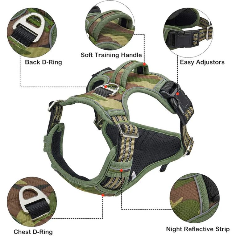 Benepaw-Tactical-No-Pull-Harness-For-Large-Medium-Dogs-Durable-Heavy-Duty-Camouflage-Reflective-Pet-Harness