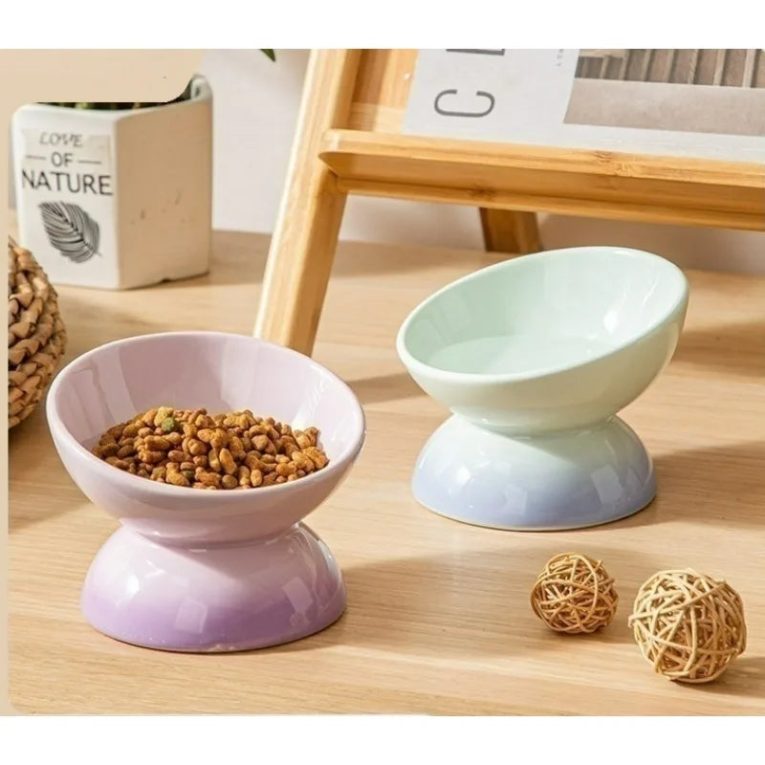 Cat-Ceramic-Bowl-Gradient-Pet-Food-Water-Feeders-Small-Dogs-Drinking-Eating-Supplies-Raised-Tilted-Cats