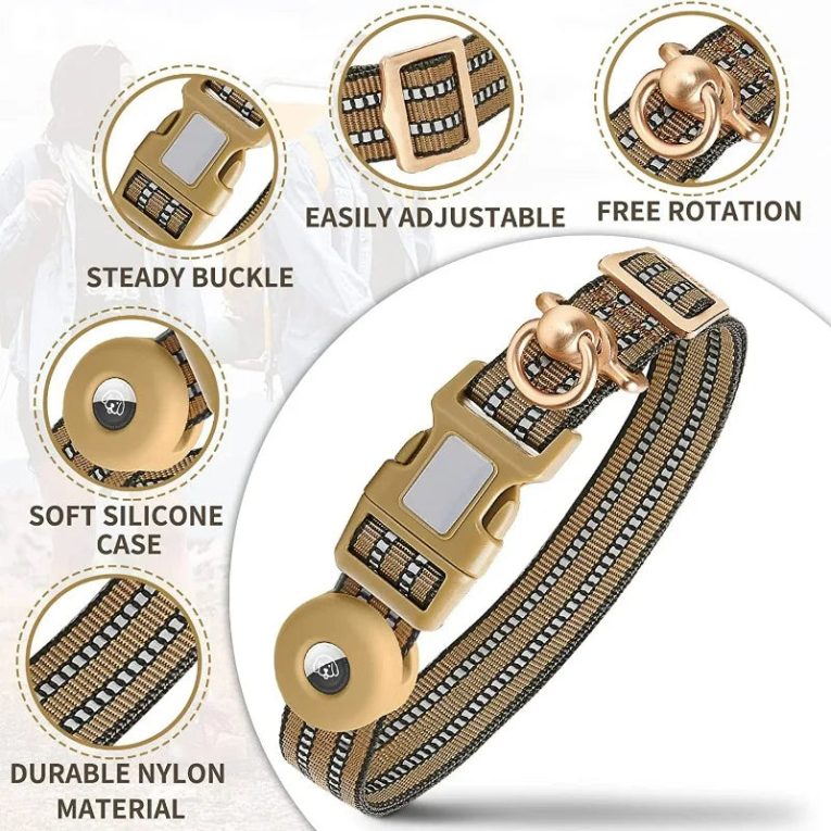 New-Airtag-Dog-Collar-Silicone-Cover-Anti-Lost-Pet-Collar-Nylon-Reflective-360-Anti-Entanglement-for