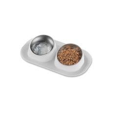 Stainless Steel Tilted Double Dog Bowl